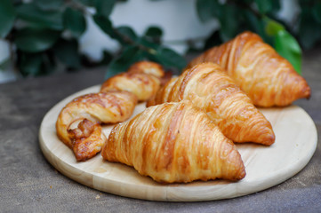 bacon twists and croissant or french croissant