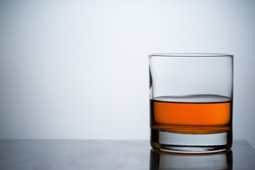 Whiskey in a glass with ice.