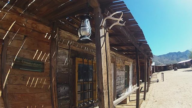 Looking Down Boardwalk Of Old West Town