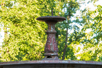 Rybinsk. Yaroslavl region. Karyakinskaya garden. Unique round cast iron fountain