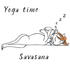 Cat doodle yoga time . Sketch. - 289531571