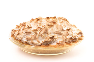 Chocolate Meringue Pie Isolated on a White Background