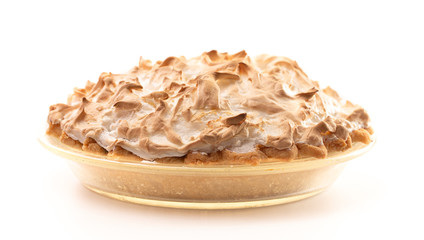 Chocolate Meringue Pie Isolated on a White Background