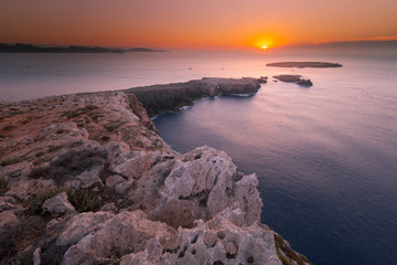 Cavalleria lighthouse at the north cap from Menorca island, Spain.