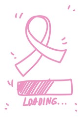 Outline web icon - breast cancer, pink ribbon, medicine for your design. healthcare medical doodle sketch lines