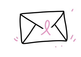 Outline web icon - breast cancer, pink ribbon, medicine for your design. healthcare medical doodle sketch lines