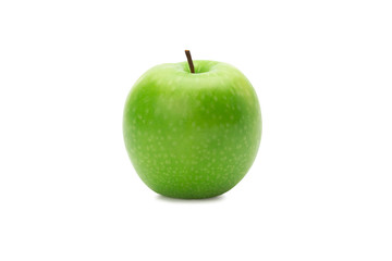 Ripe whole green apples isolated on white background with clipping path