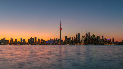 Panoramic view of Toronto at sunset - Toronto, Ontario, Canada. 