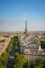 Paris skyline with the Eiffel tower on a sunny day