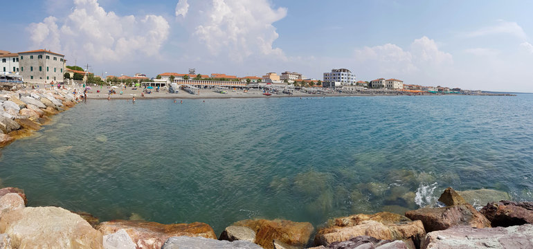 seaside and pines in cecina beach