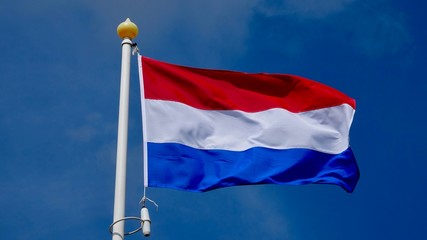 Fototapeta na wymiar Niederländische Flagge im Wind