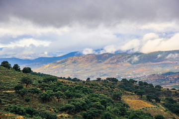 Fototapeta na wymiar Rainy mountain landscape in the north of Portugal