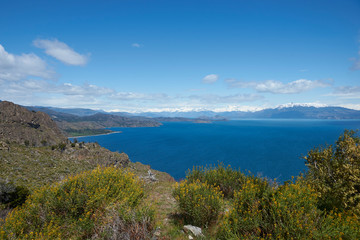 Fototapeta na wymiar Scenic landscape around Lago General Carrera in northern Patagonia, Chile