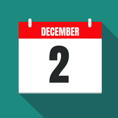 Vector illustration. Calendar icon. Calendar Date - Desember 2. Planning. Time management.