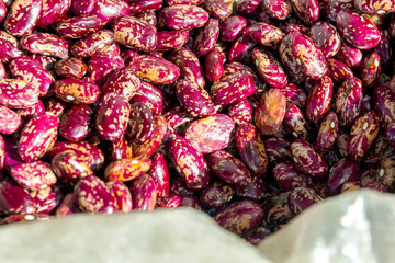Beans red-white color close-up. Beans background.