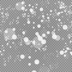Glow light effect. Vector illustration. Christmas flash dust. White sparks and glitter special light effect. Vector sparkles on transparent background. Sparkling magic dust particles