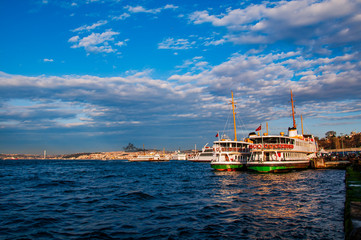 Traditional Istanbul passenger ferry, Turkey.