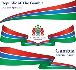 Flag of the Gambia, Republic of The Gambia. Template for award design, an official document with the flag of The Gambia. Bright, colorful vector illustration.