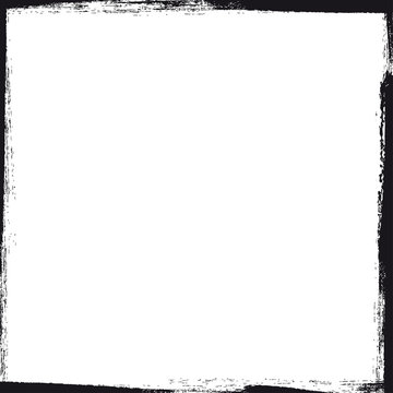 Abstract black grunge frame. Old vector background. Black ink on white backdrop.