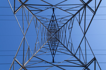 Indian village electric light tower insight view blue sky leading line