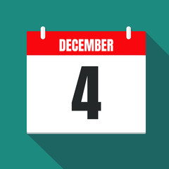 Vector illustration. Calendar icon. Calendar Date - Desember 4. Planning. Time management.