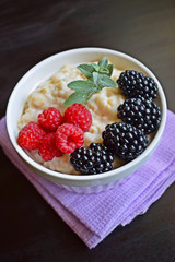 Oatmeal with fresh berries.Delicious and healthy Breakfast.Healthy food.