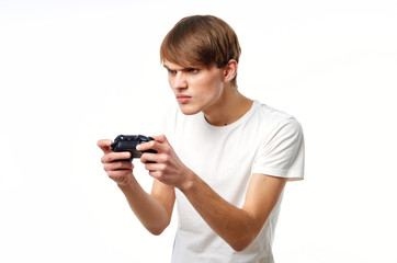 boy playing video game