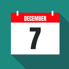 Vector illustration. Calendar icon. Calendar Date - Desember 7. Planning. Time management.