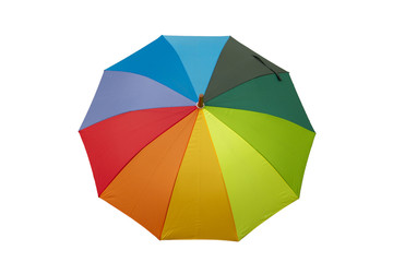 rainbow color umbrella on white background.