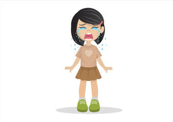 Girl standing crying.
