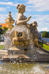 Fountain in park in Cesky Krumlov Czech Republic