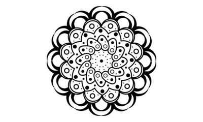 Black mandala pattern on white background
