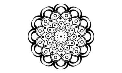 Black mandala pattern on white background