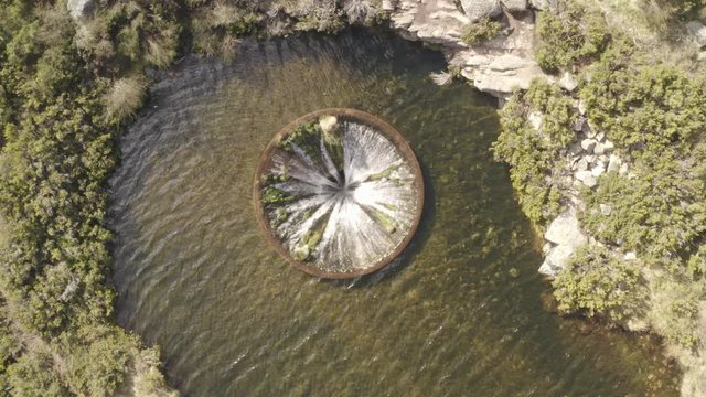 Aerial drone view of Covao dos Conchos in Serra da Estrela, Portugal