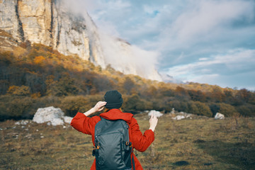 hiker on top of mountain