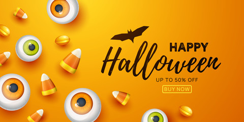 Naklejka premium Happy Halloween background. Vector illustration.