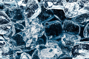 Ice cubes on black background.