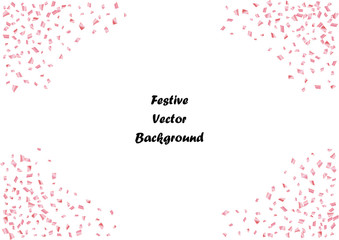 Fototapeta premium Festive pink rectangle confetti background. Abstract frame confetti texture for holiday, postcard, poster, website, carnival, birthday, children's parties. Cover confetti mock-up. Wedding card layout
