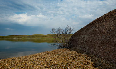 Eastern Kazakhstan. Around the mountains of Bayanaul are three beautiful lakes, one of which is the lake Toraigyr.