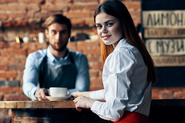young couple in cafe