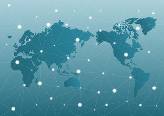 世界地図のイラスト: ネットワークビジネスイメージ