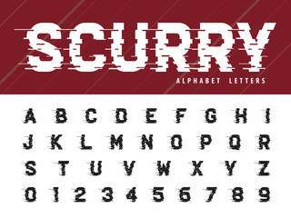 Vector of Glitch Modern Alphabet Letters and numbers