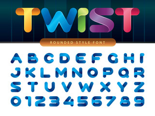 Vector of stylized rounded font and alphabet © GUGAI