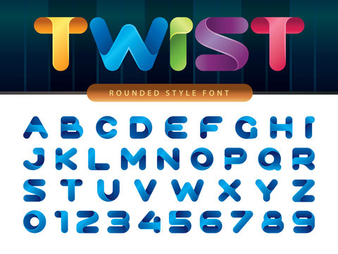 Vector Of Stylized Rounded Font And Alphabet