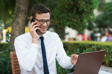 businessman talking on mobile phone