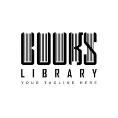 Simple typeface books logo with barcode style
