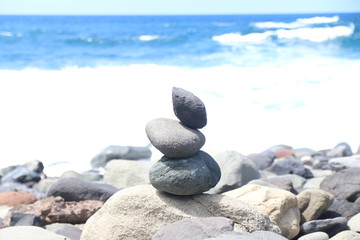 Stones piled up on the beach
