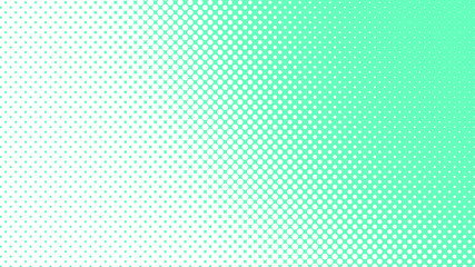 Turquoise and white pop art background with dots design, abstract vector illustration in retro comics style