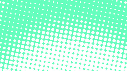 Turquoise and white pop art background in vitange comic style with halftone dots, vector illustration template for your design