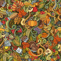 Naklejka premium Cartoon hand-drawn Doodles on the subject of Thanksgiving